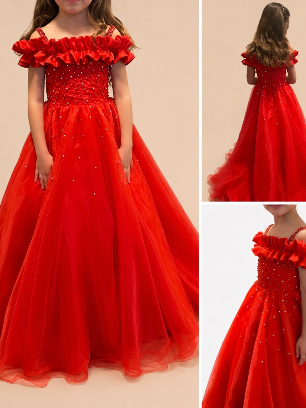 National level candy apple red omc gown never seen the stage w/upgraded stones!